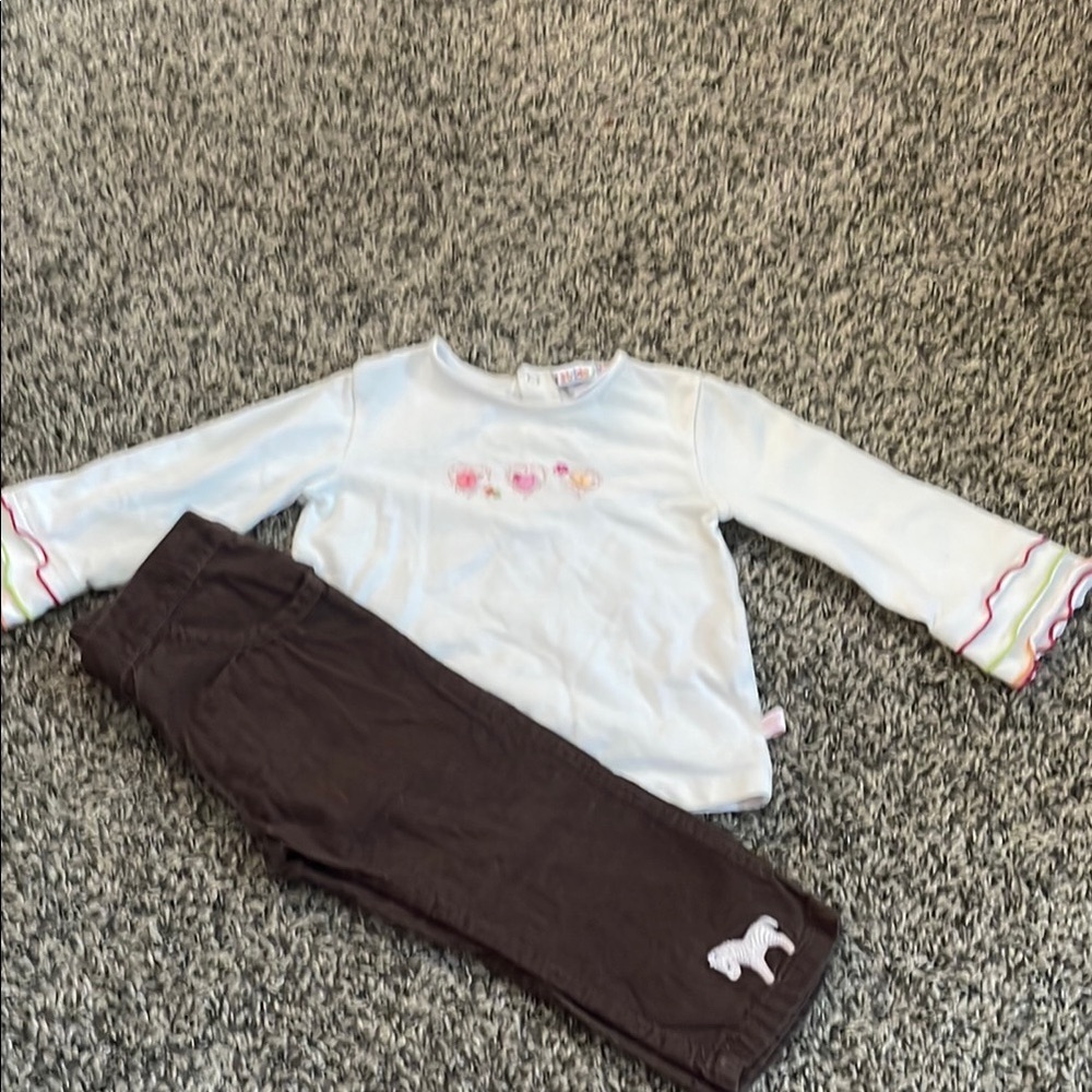 White Top and Brown Pants Kids Set